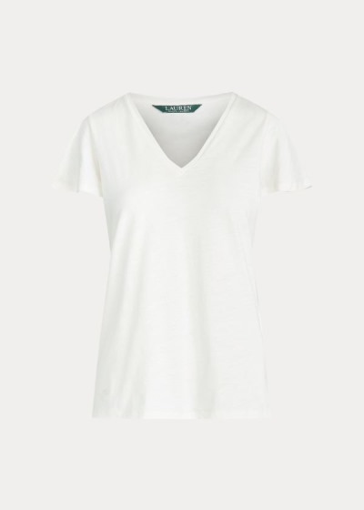 Playeras Ralph Lauren Mujer Creme - Cotton Flutter-Sleeve - ZIBXG4180